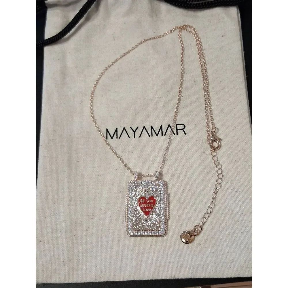 MAYAMAR Story Book Love Necklace Adorned With Cubic Zirconias 24K GP